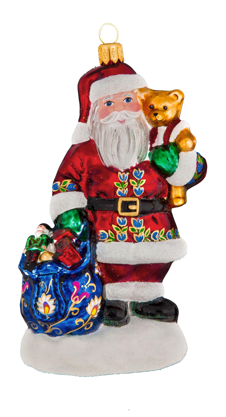 Santa with Teddybear - Mysteria Christmas Ornaments